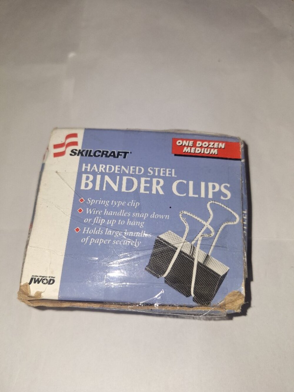 NEW SKILCRAFT ONE DOZEN MEDIUM HARDENED STEEL BINDER CLIPS